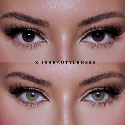 Grüne Kontaktlinsen, natürliches Aussehen mit warmen Braun- und Haselnussnuancen