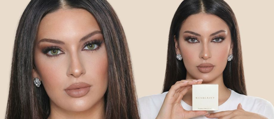 Model Kiisbeauty with different colored lenses