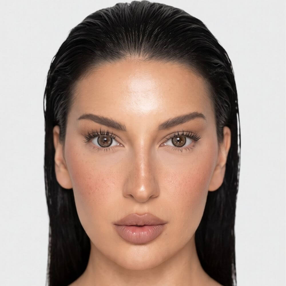 Model mit BELLE NATURAL olive-braunen Kontaktlinsen im Porträt