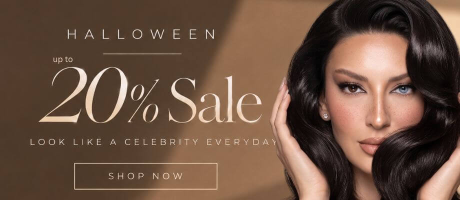 KIISBEAUTY Halloween Sale mobil mit bis zu 20 Prozent Rabatt, Model mit brauner und blauer Kontaktlinse