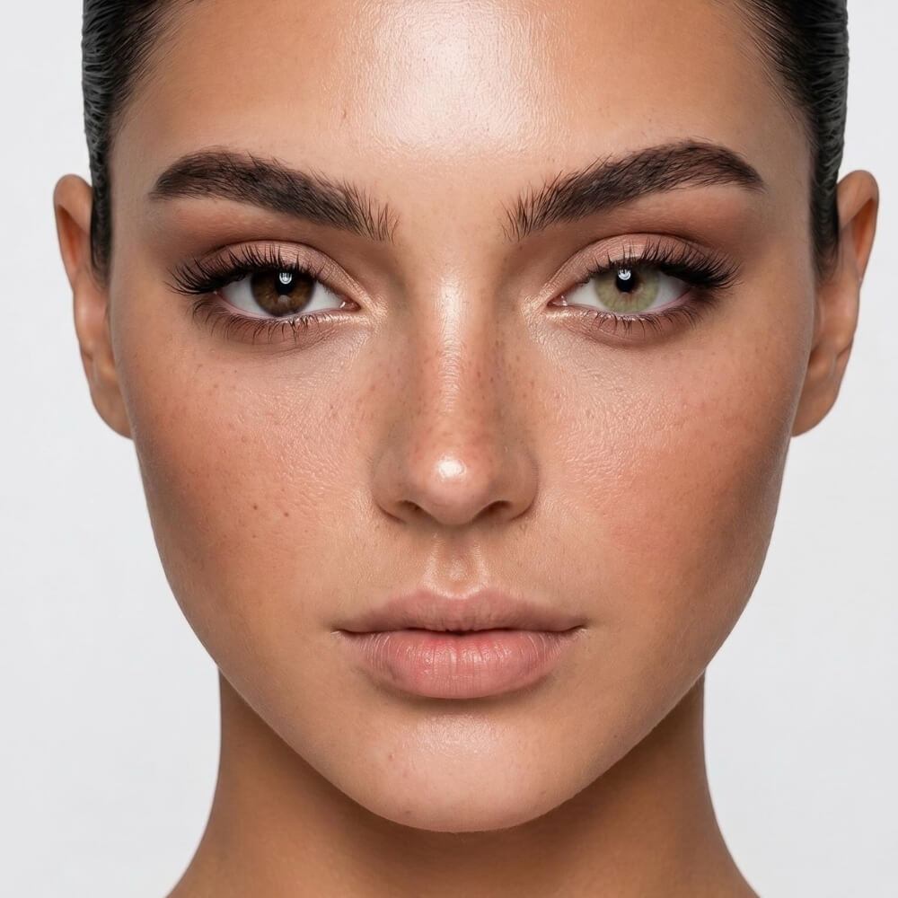 LIVIA hell natürliches Grün farbige Kontaktlinsen am Model